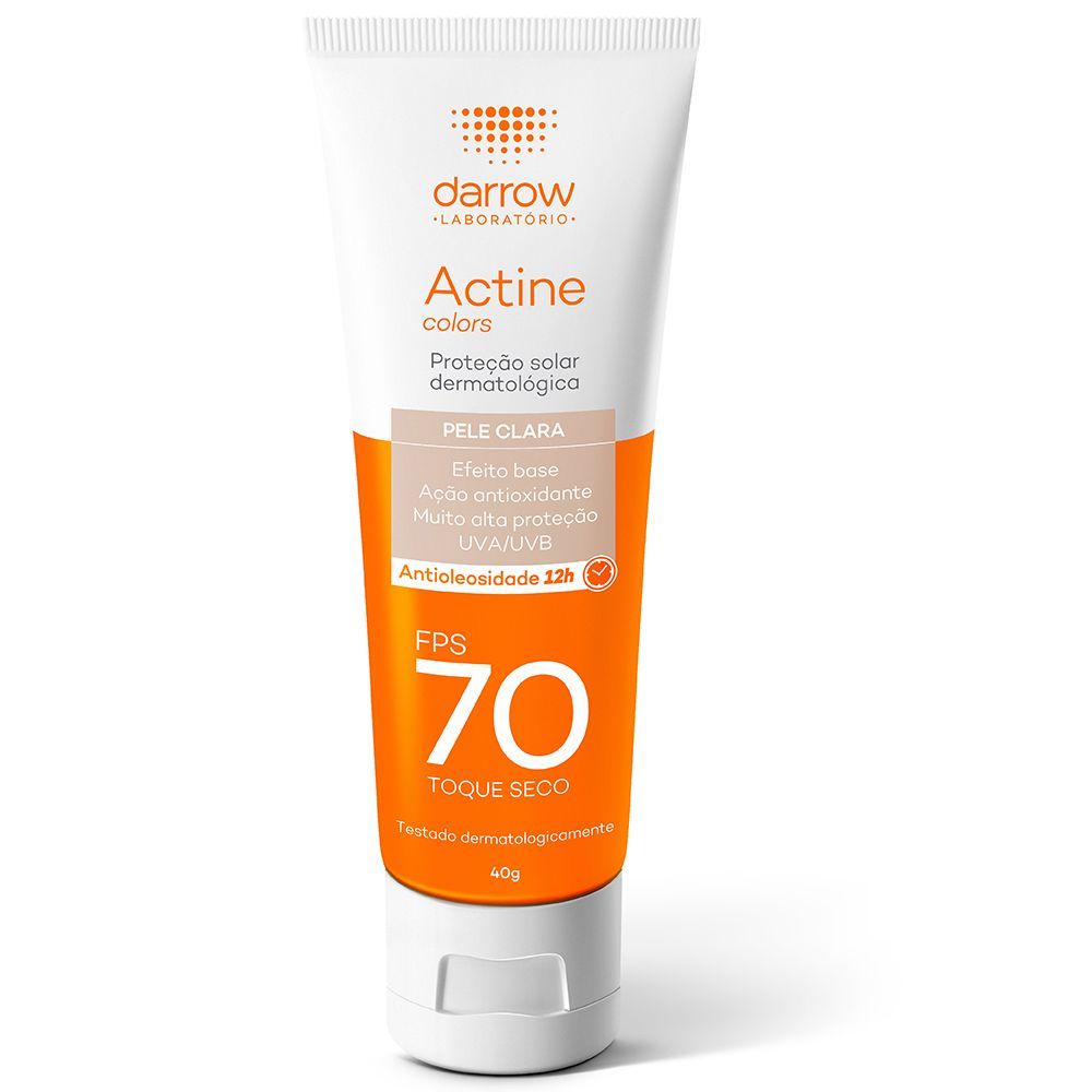 Protetor Solar Actine Colors Pele Clara FPS 70 Toque Seco 40g em Oferta na Shopee