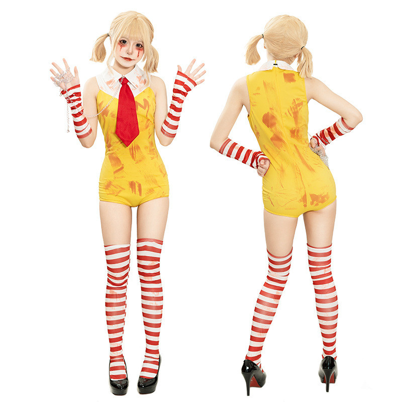 Tio McDonald's cos roupas Spoof vermelho amarelo jogo traje palhaço macacão roupas de boas-vindas roupas de festa do McD