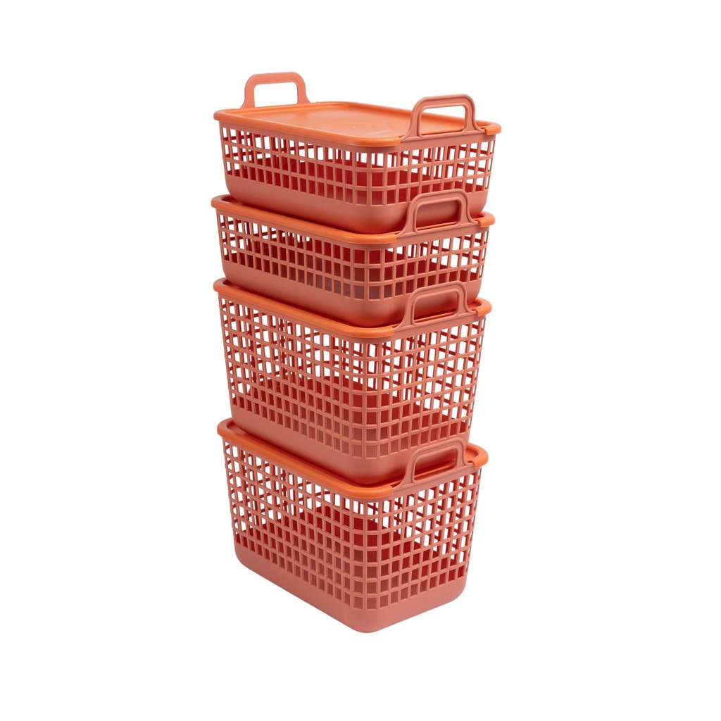 Kit 4 Cestos Telados de Plástico 2p/2m Terracota – Oikos em Oferta na Shopee