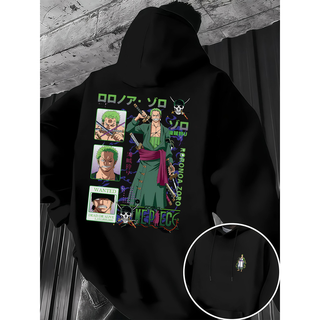 Moletom Canguru Masculino Moderno, Anime One Piece Casual com Estampa Zorro e Bolso Canguru