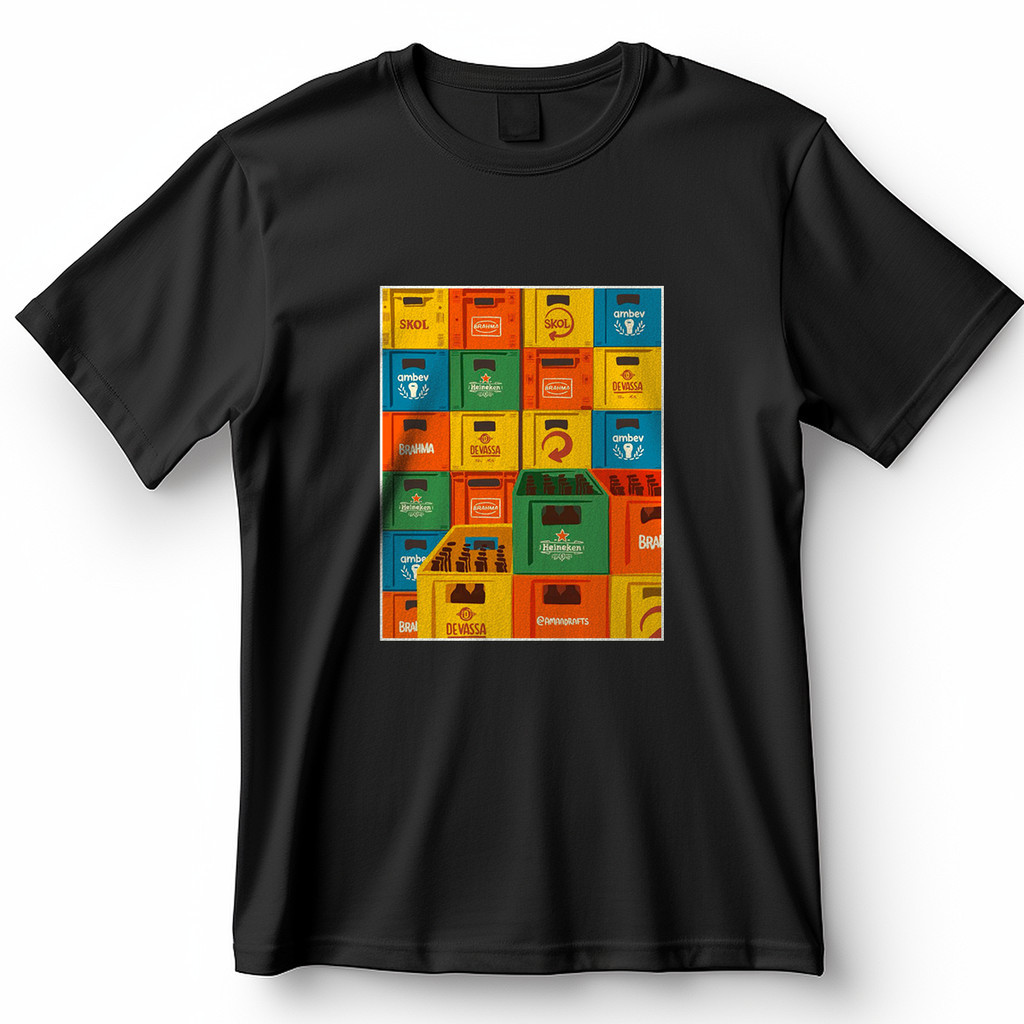 Camiseta Caixas Cerveja Skol Brahma Heineken Ambev Devassa Coloridas Camisa de Meme 100% Algodão unissex