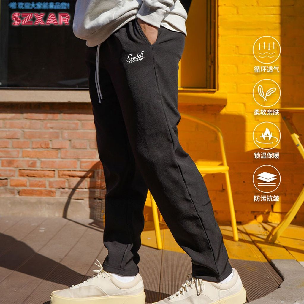 SLAMBALL inverno novo estilo esportes calças casuais homens tecido forro de lã Sweatpants em linha reta solta All-Match 