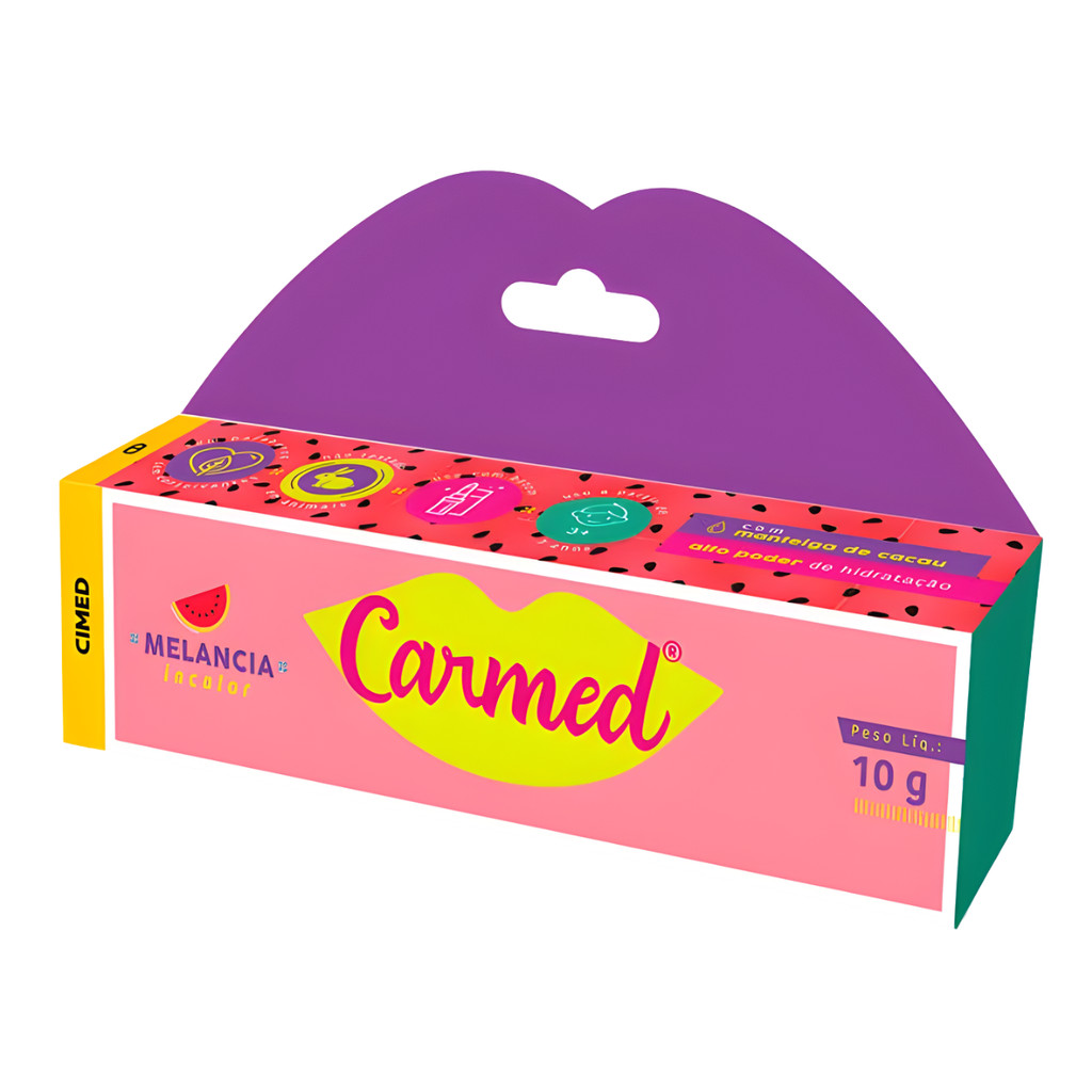Carmed Hidratante Labial Melancia - Edição Ilimitada, Bisnaga 10g, Cheirinho de Melancia
