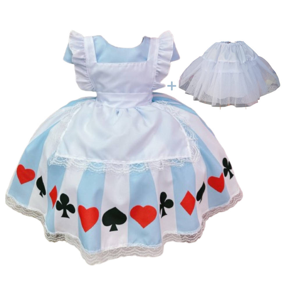 Vestido Alice no Pais das Maravilhas Festa e Saiote 1410