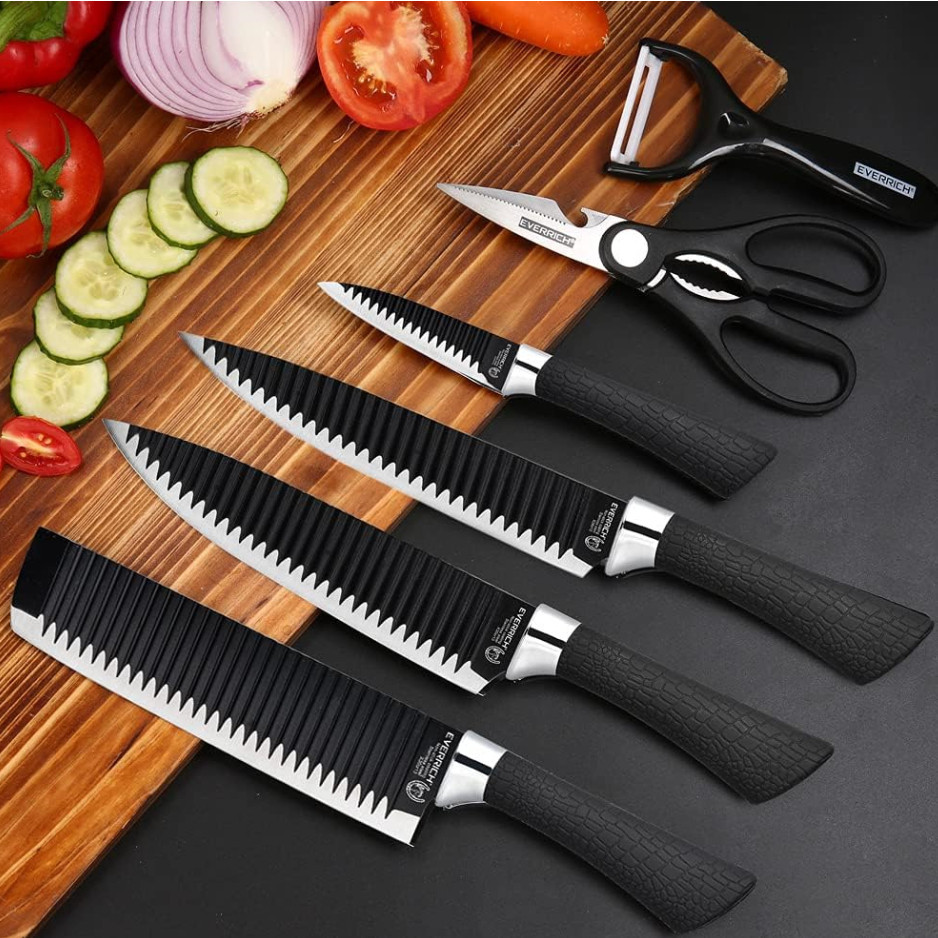 Jogo de Facas Aço Carbono 6 Peças Profissional Churrasco e Cozinha Luxo em Oferta na Shopee