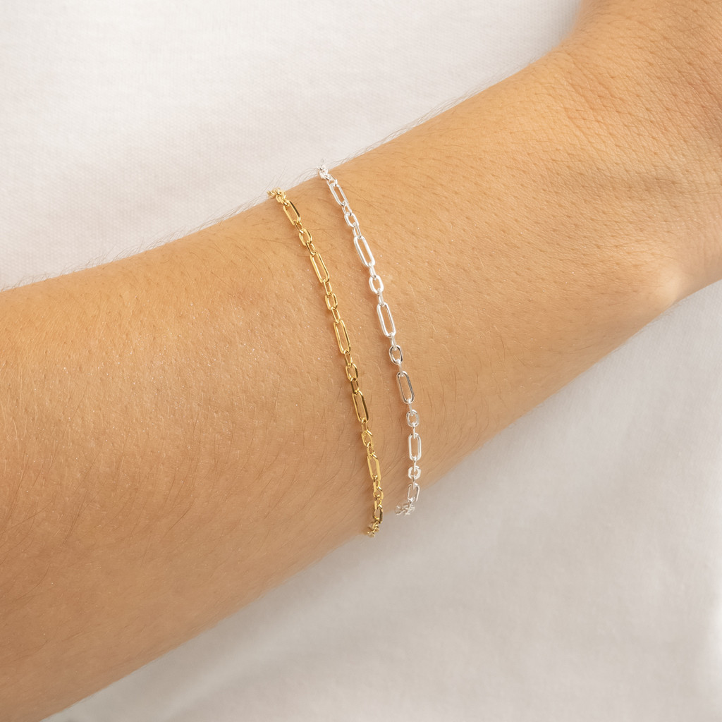 Mix Kit Pulseiras Elos Dourada e Prata Banhada - D France Semijóias