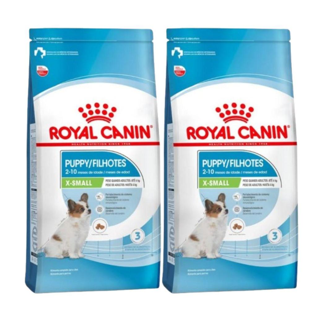 Kit 2 Ração Royal Canin X-Small Junior Cães Filhotes - 2.5Kg