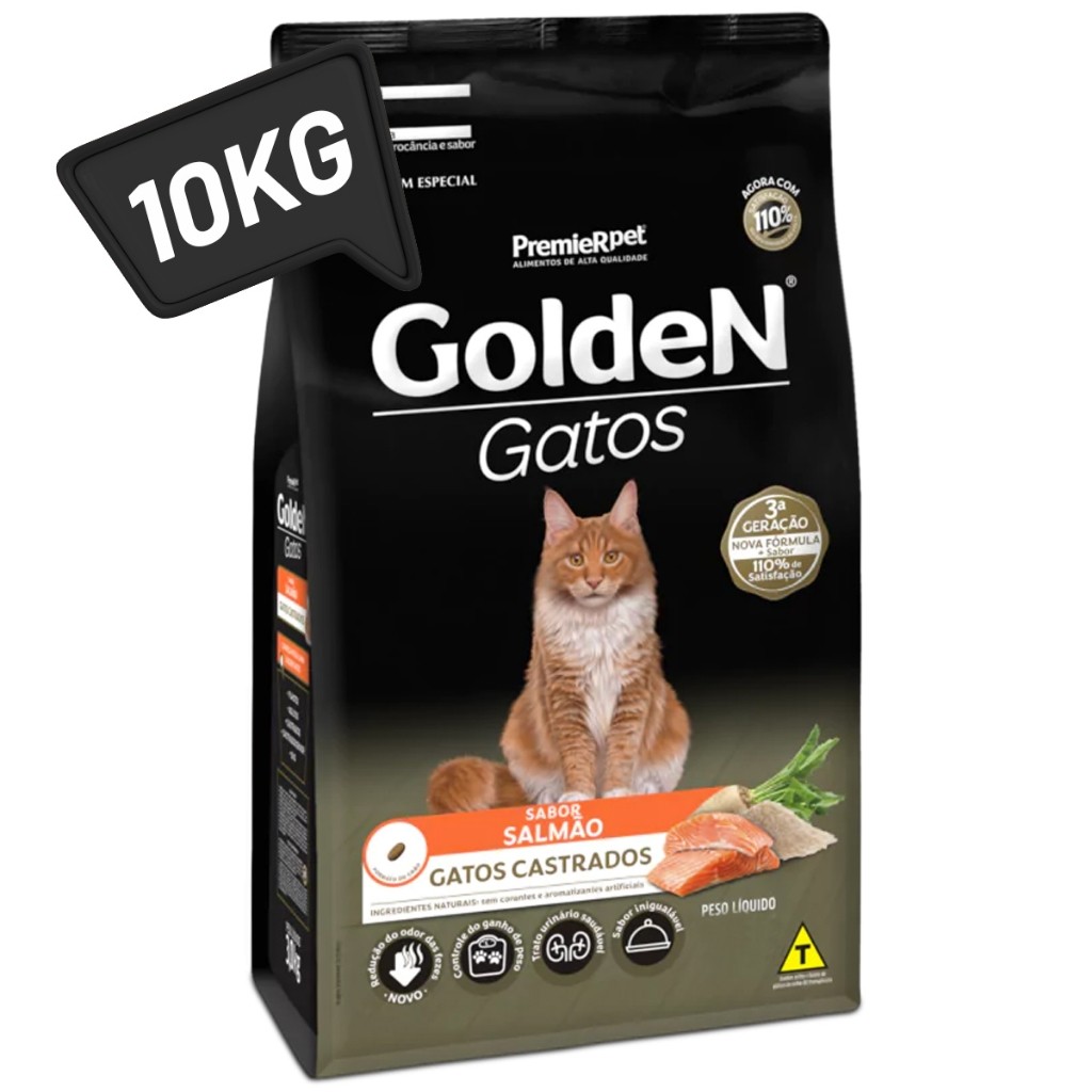 Ração Golden para Gatos Castrados – Sabor Salmão – 10,1kg em Oferta na Shopee