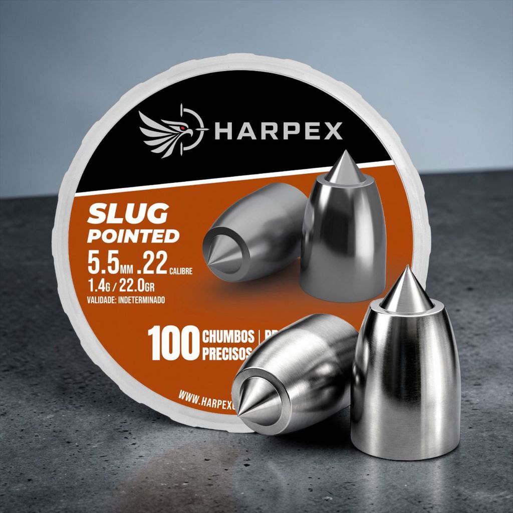 Chumbinho Slug Pointed 5.5mm Harpex 100 Und — R$ 29,68 em Shopee