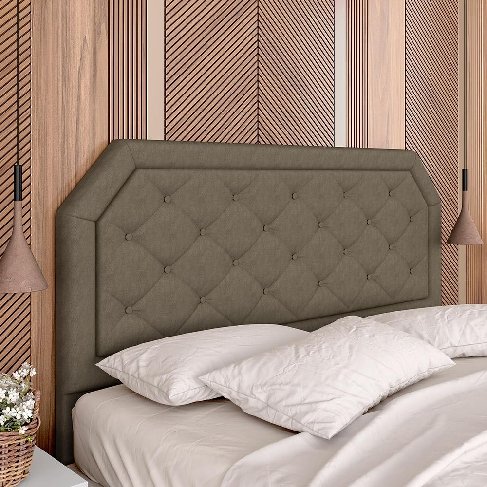 Cabeceira Estofada Cama Box Queen Florença Suede Capuccino - Móveis Arapongas