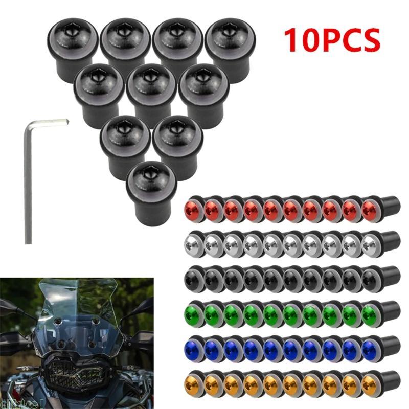 Todos Os 10x M5x16mm Moto Pára-Brisas Parafusos Porca Fixador Para CBR600