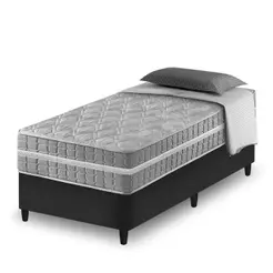 Cama Box Solteiro Preto + Colchão Molas Ensacadas Zidi Alabama 88x188x61cm