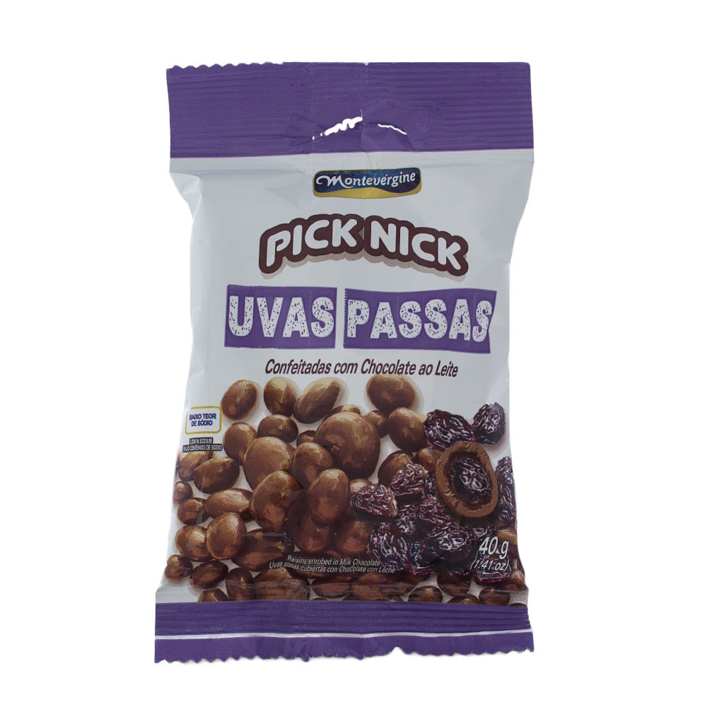 Pick Nick Montevérgine Uva Passa Coberta com Chocolate com 40g em Oferta na Shopee