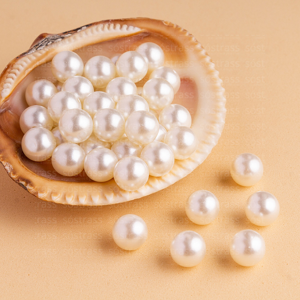 Perola Abs 8mm Sem Furo Creme. 500g - 2.000 Peças