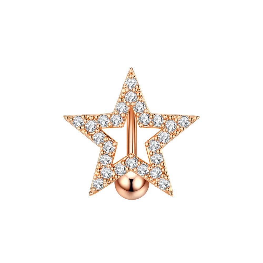 Piercing para Umbigo Feminino Estrela com Zircônia Brilhante Aço Cirúrgico 316L Joia Delicada em Oferta na Shopee