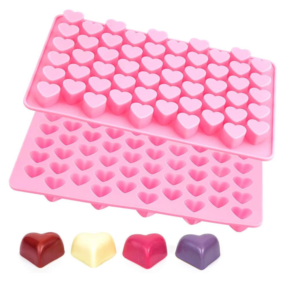 Mini Molde De Silicone Em Formato De Coração Com 55 Cavidades Doces De Chocolate Rosa Para , Goma , Gelatina , Cera Derr