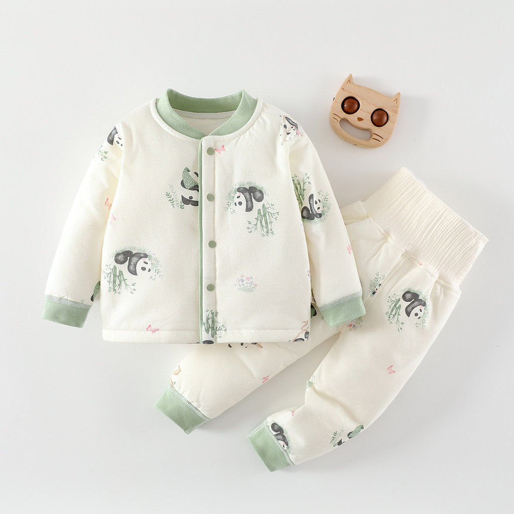 Roupas de algodão do bebê conjunto de duas peças inverno acolchoado criança terno do bebê roupas de algodão quente roupa
