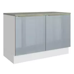 Balcão de Cozinha 120 cm 2 Portas Branco/Cinza Lux Madesa