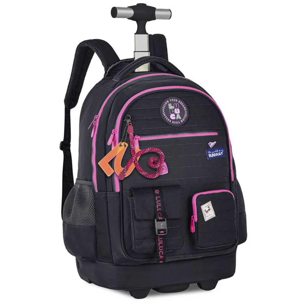 Mochila de Rodinhas Luluca Infantil Escolar com Detalhes Incríveis Lançamento Clio