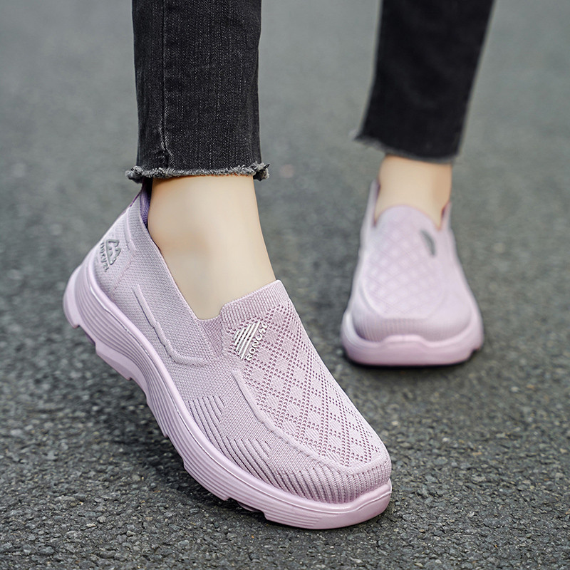 Sapatos Slip-on Femininos Flyknit, Sapatos Casuais Planos, Tamanhos 35-40