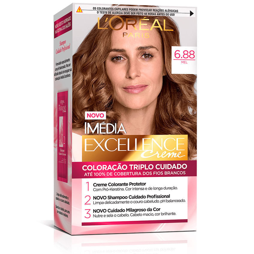 Kit Tintura Imédia Excellence L'Oréal Mel 6.88 em Oferta na Shopee