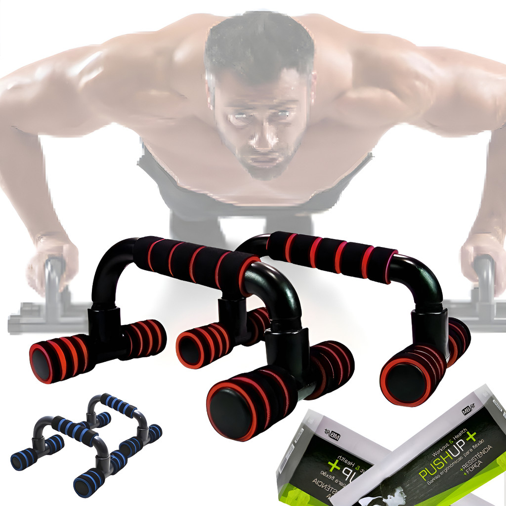 Conjunto Barra de Apoio Flexão Braço Suporte Fixo de Chão