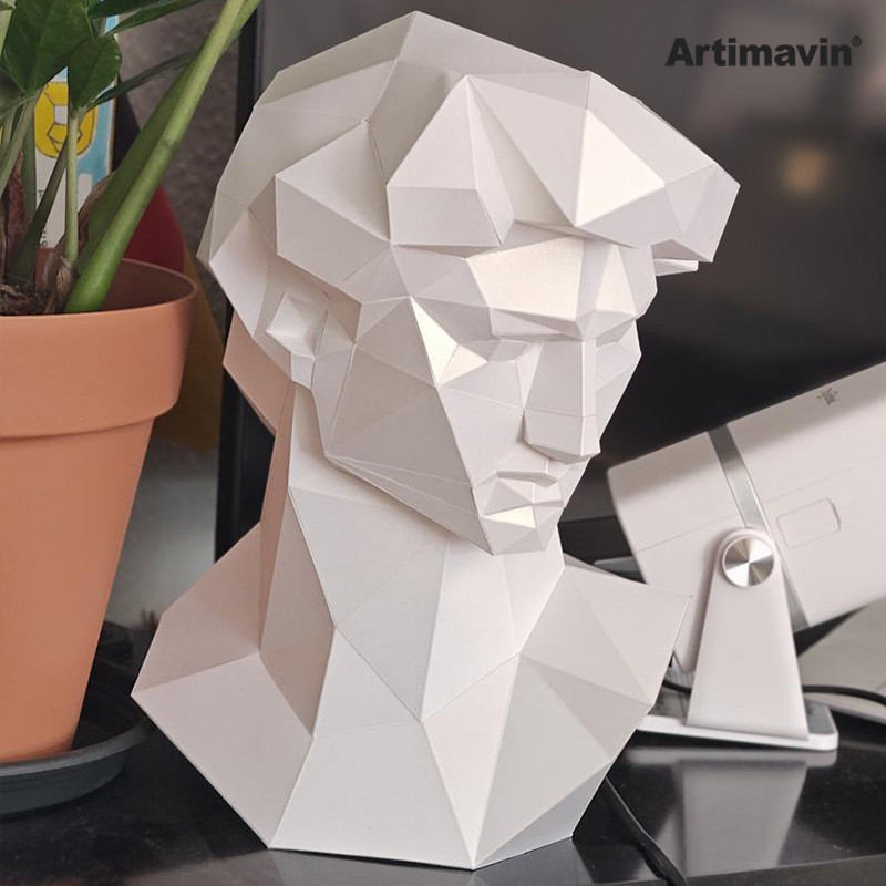 MOMO Molde de papel tridimensional Estátua de Michelangelo 3D Criativo Tridimensional Origami Decoração Arte em papel Es
