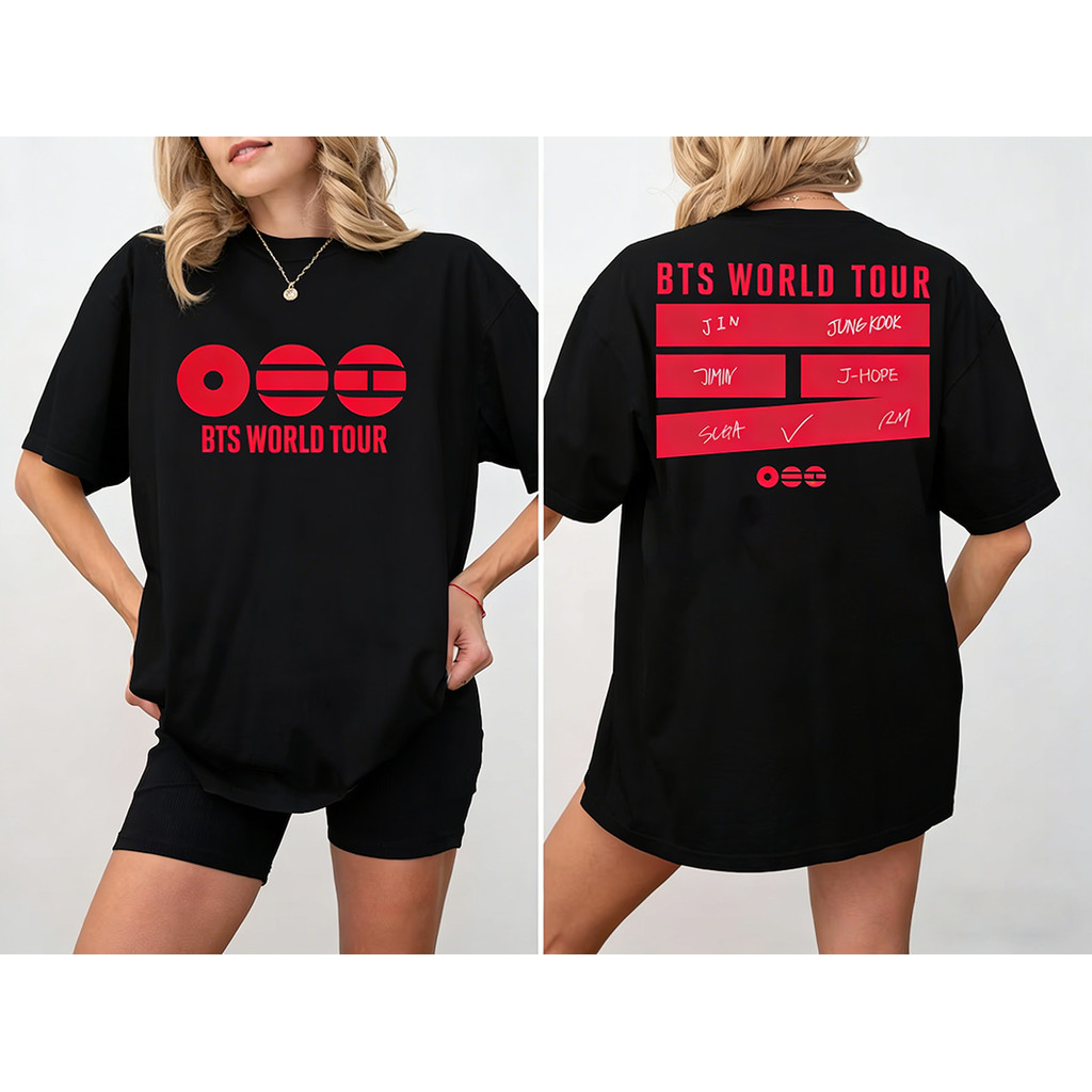 Camiseta Feminina Masculina BTS Bangtan Comeback Bts Kpop Wolrd Tour Tshirt Unissex Preto Streetwear