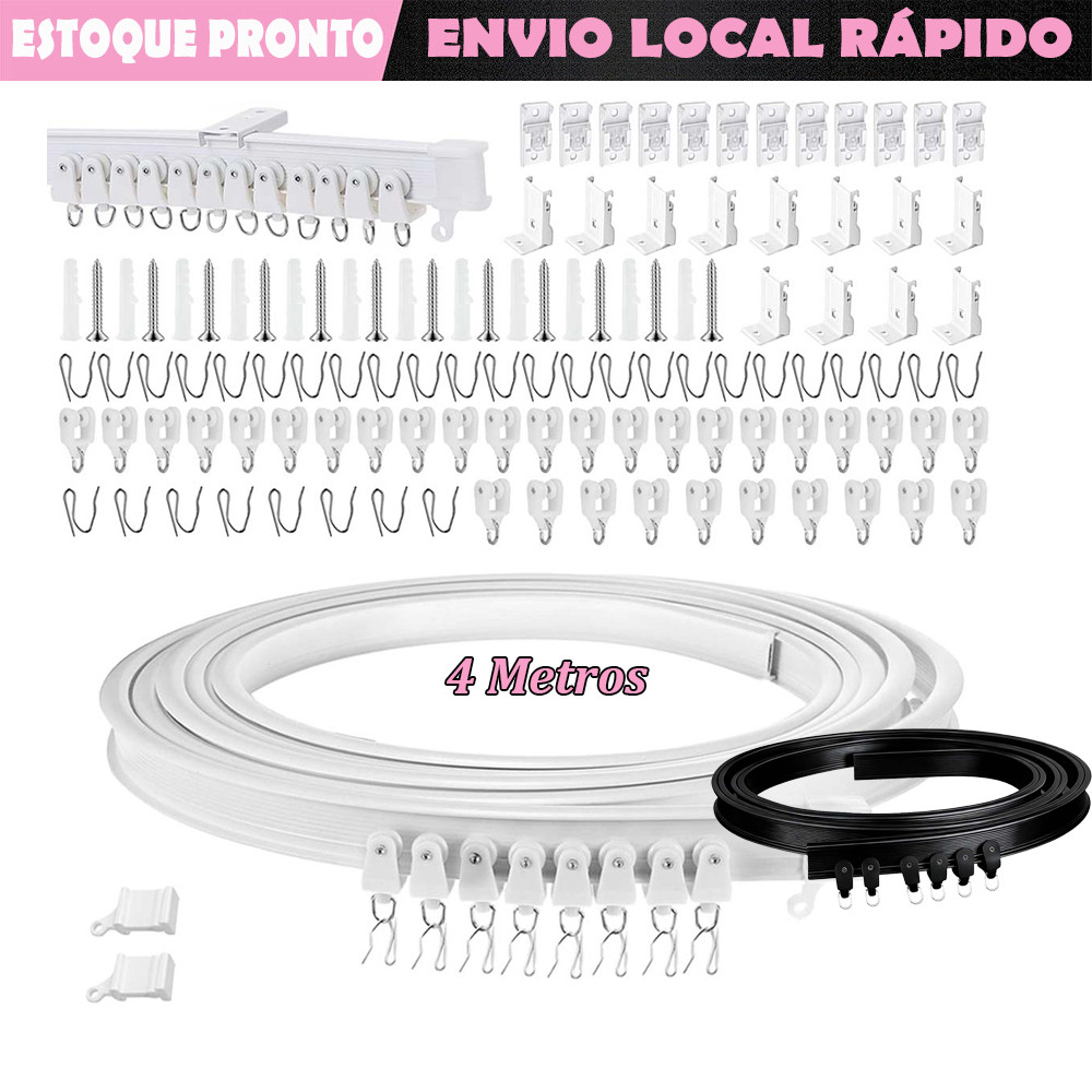 4 metros Trilho Para Cortina De Teto Kit Para Com Acessórios De Instalação Para Janelas Cortinas Chuveiro RV