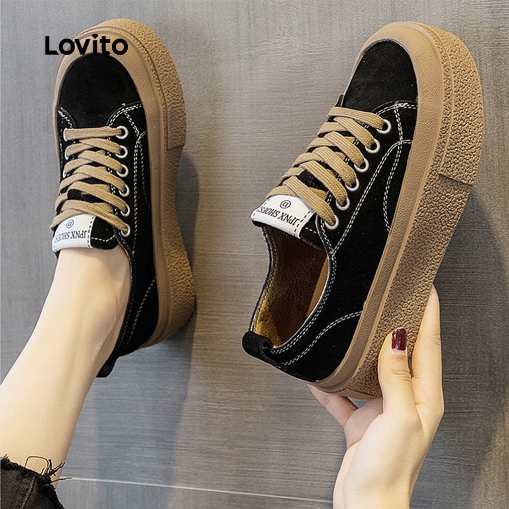 Lovito Tênis Casual Colorblock para Mulheres LFA103024