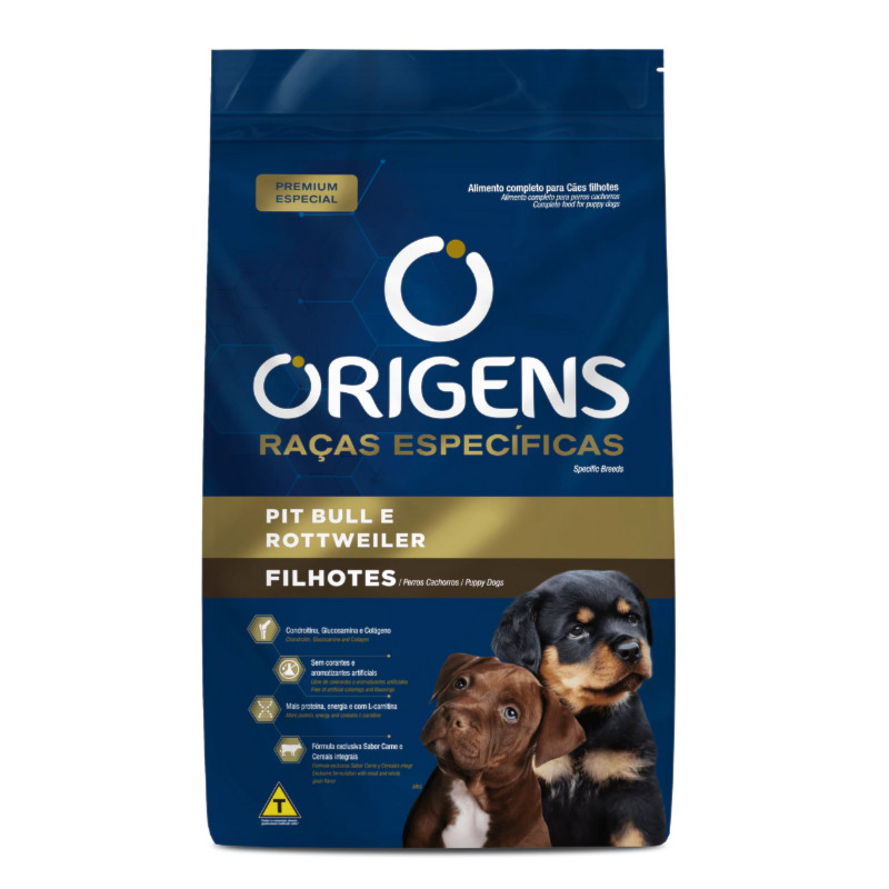 Ração Origens Raças Específicas para Cães Filhotes Pit Bull e Rottweiler 15 kg