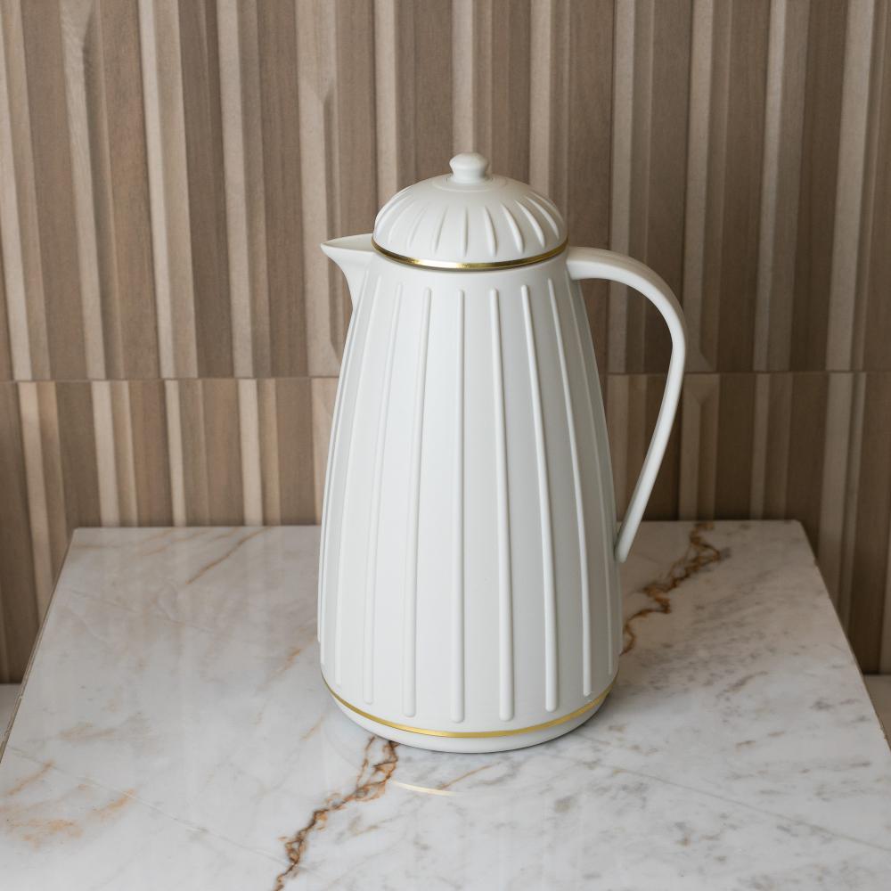 Garrafa Térmica Wolff Carrossel Branca 1L Plástico para Café Chá Água Bebidas Quentes ou Frias Mesa Casa Escritório
