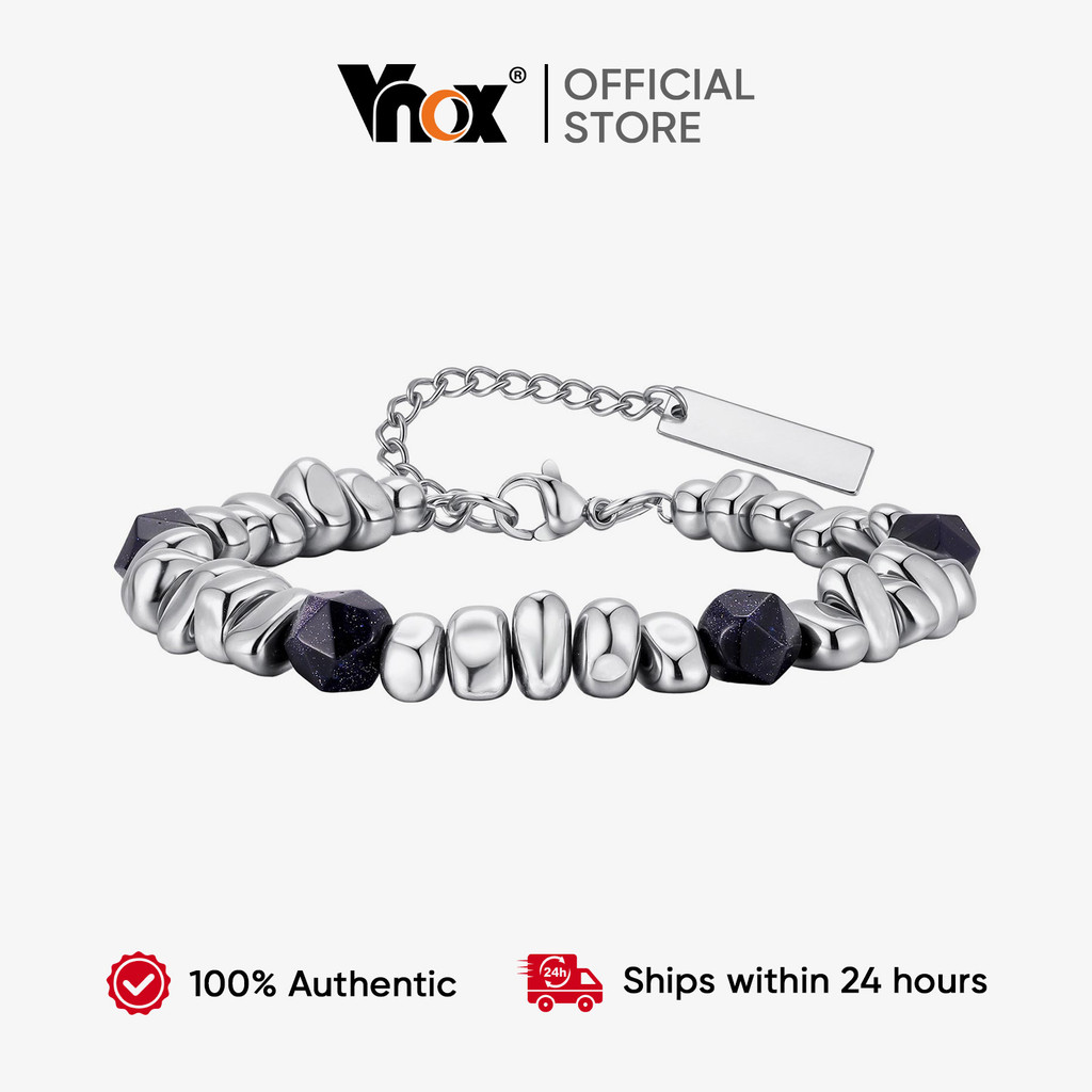 Pulseira Masculina De Aço Inoxidável Vnox Para Homens , Com Contas , Energia , Sorte , Aniversário , Joias , Presentes M