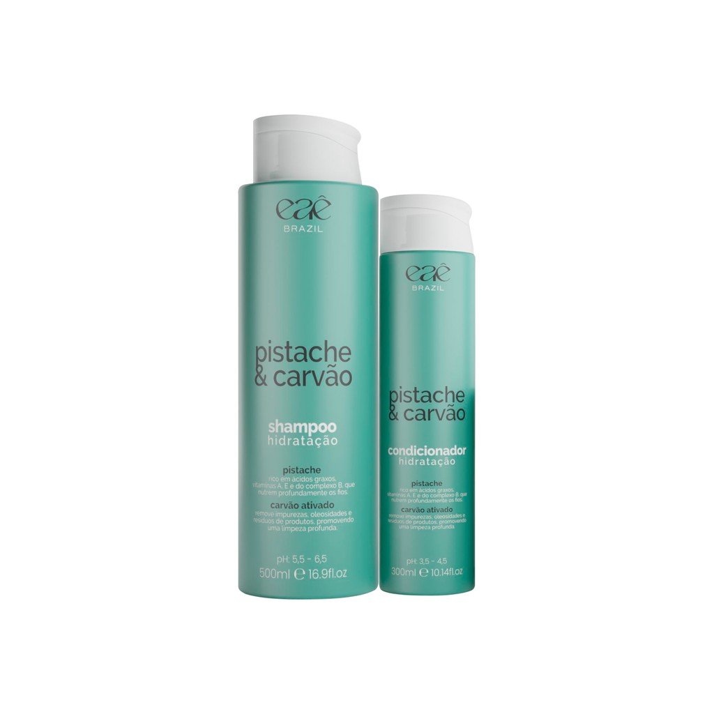 Kit Shampoo & Condicionador Ultra Hidratante Capilar Pistache & Carvão Ativado Controle de Oleosidade - Linha Eaê Brazil em Oferta na Shopee