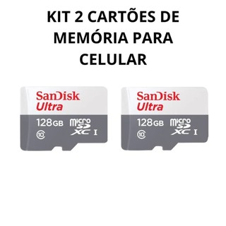 Kit 2 cartões de memória 128gb ultra muito mais memória smartphone