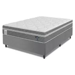 Cama Box Colchão Casal Molas Ensacadas Euro In Up 138x188x64cm Cinza / Branco Probel - Suporta até 110kg por Pessoa