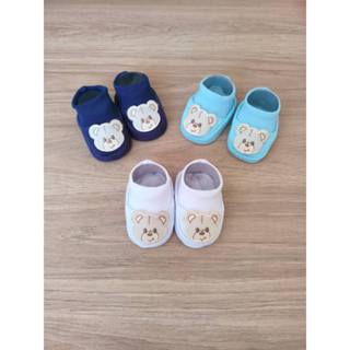 kit c/3 sapatinho meia bebe pantufa menino ursinho em Oferta na Shopee