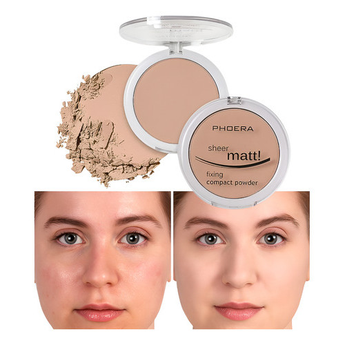 Pó Compacto Sheer Matte Vegano Sem Glúten Controle de Oleosidade  Phoera