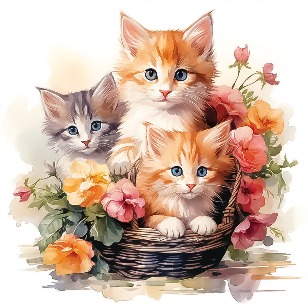 Guardanapo para Decoupage Ambiente 33x33cm com 2 Unidades - Gatinhos na Cesta