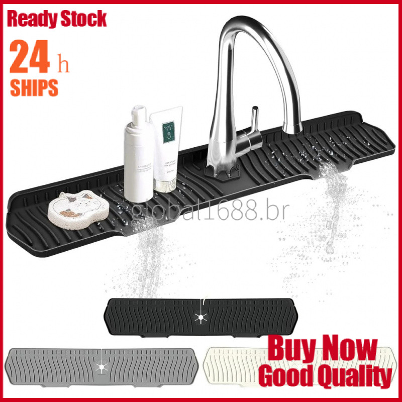 {PRONTO EM ESTOQUE} Tapete de Proteção Contra Respingos de Torneira Dobrável e Auto-Drenante