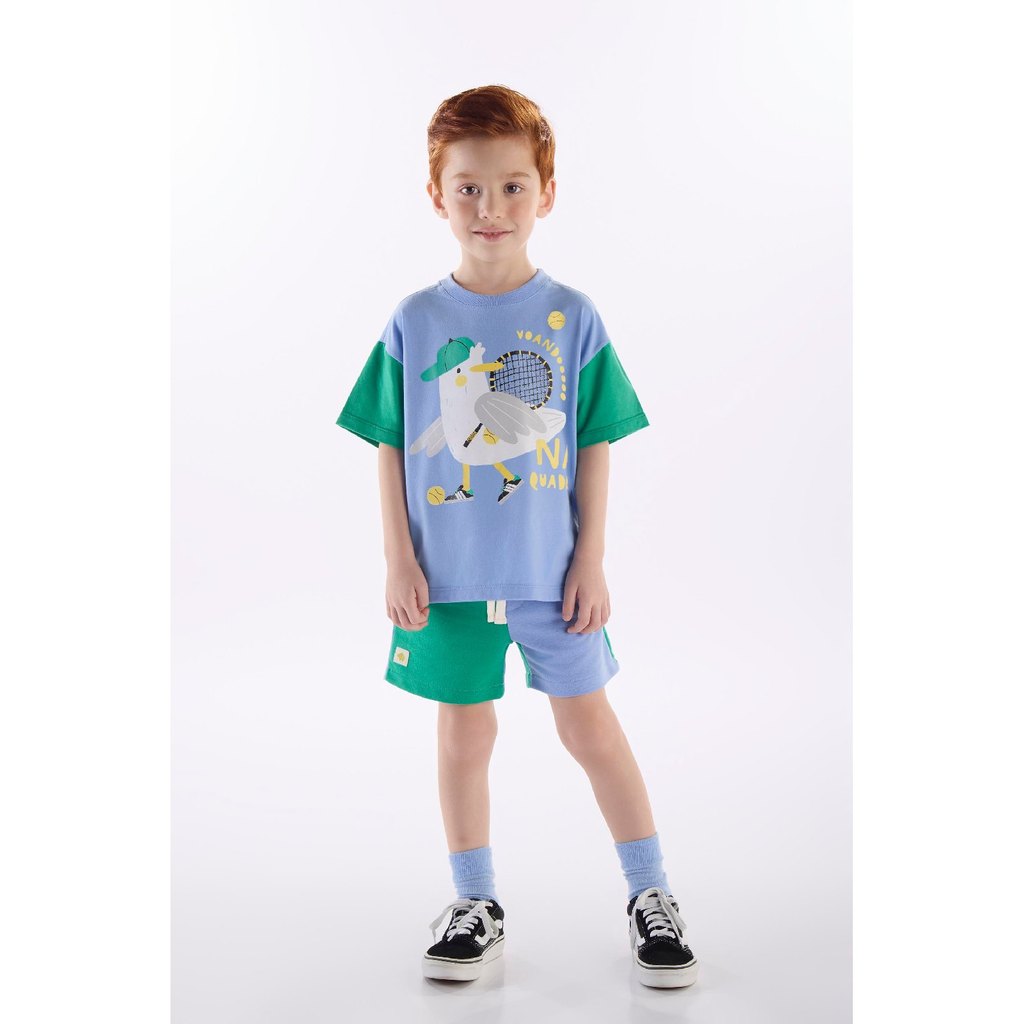 Conjunto Menino Camiseta e Short Três e Já