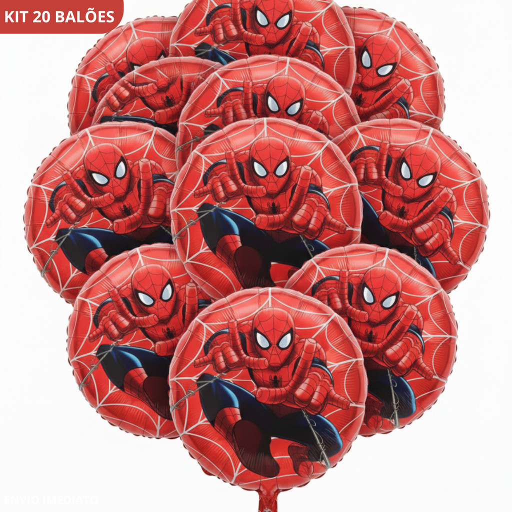 Kit 3/6/10/20 Balão Metalizado Homem Aranha Grande Decoração Para Festa Enfeite Aniversário