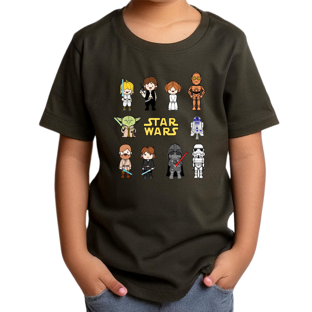 Camiseta Infantil Estampa Star Wars Divertida Camisa Criança Personagem Volta as Aulas
