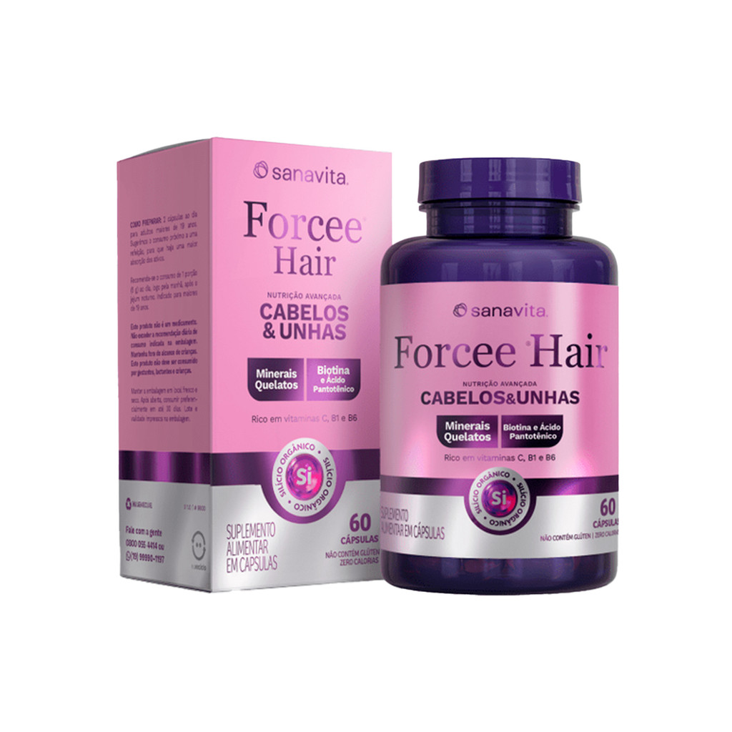 Forcee Hair - Cabelos e Unhas 60 Unidades - Sanavita em Oferta na Shopee