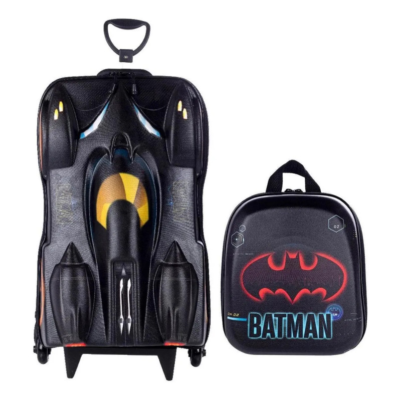 Kit Mochila Carrinho Maxtoy + Lancheira Batman Beware Preto 2805am19 em Oferta na Shopee