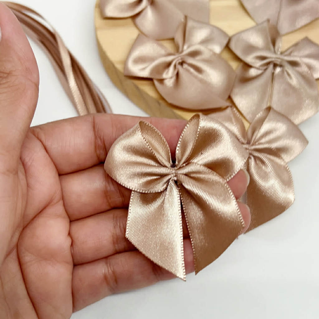Laço Lacinho CHOCOLATE em Cetim 20/40/100 UNIDADES - nº5 - 5 cm COM FITA PARA AMARRAR em Oferta na Shopee