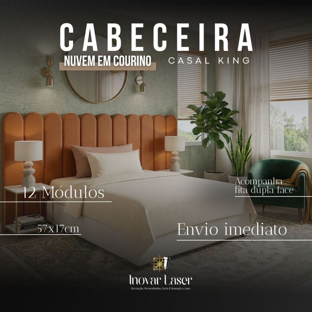 Cabeceira Estofada Courinho Modular Nuvem Vários Opções Cama Box Solteiro Casal Queen King