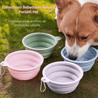 Comedouro Bebedouro Retrátil Silicone para Passeio de Cachorro Cães Gatos Pet com Mosquetão Prático em Oferta na Shopee