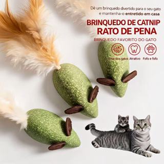 Kit de 2/4/6 Brinquedo para Gatos em Formato de Rato com Catnip, Matatabi e Penas, Antiestresse em Oferta na Shopee