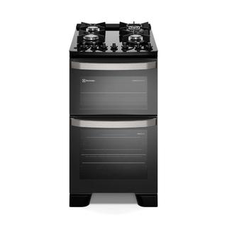Fogão 4 bocas Electrolux Preto Experience Mesa de Vidro, 2 Fornos e Grade de Ferro Fundid…